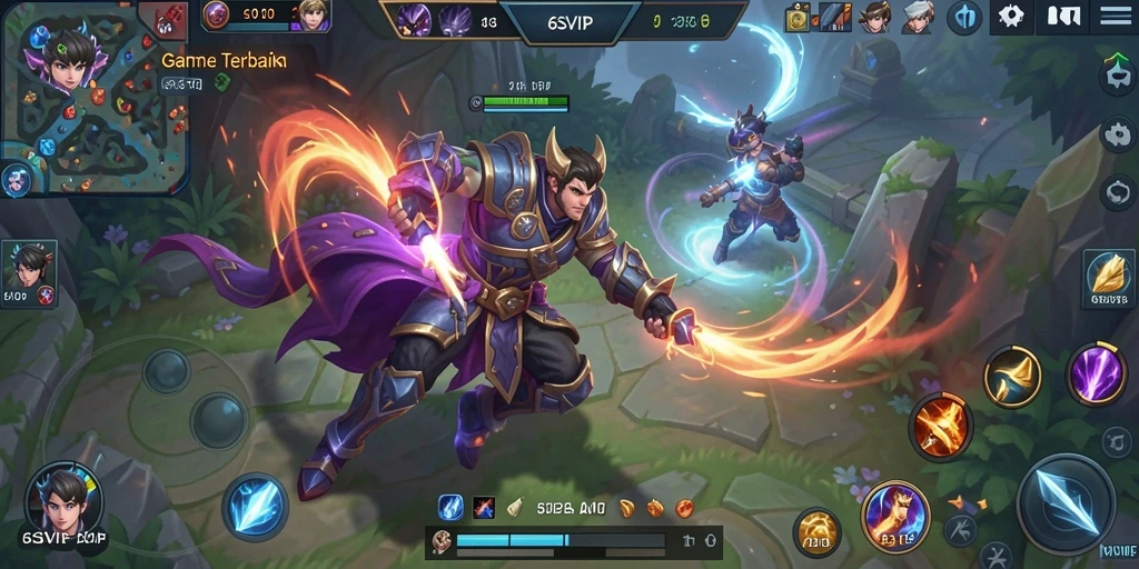 Screenshot utama 6SVIP menampilkan aksi gameplay seru dalam mode MOBA.