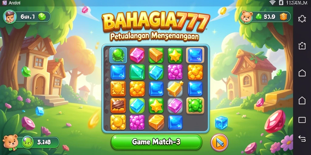 Tampilkan gameplay seru BAHAGIA777 dengan tampilan grafis ceria
