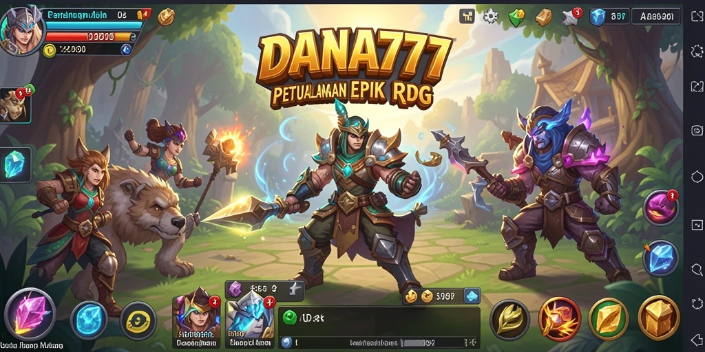 Screenshot DANA777 menampilkan aksi pertarungan karakter dalam dunia RPG.