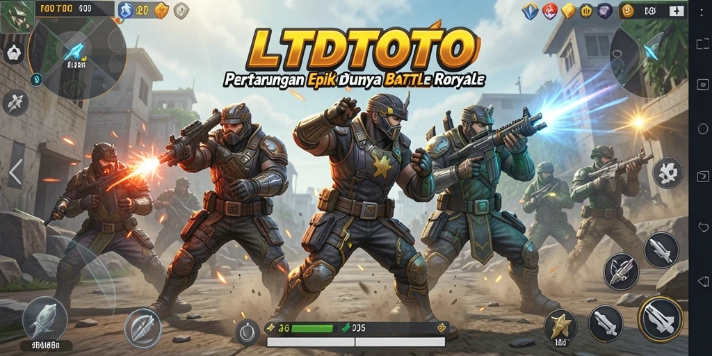 Screenshot LTDTOTO menampilkan aksi seru dalam pertempuran Battle Royale.
