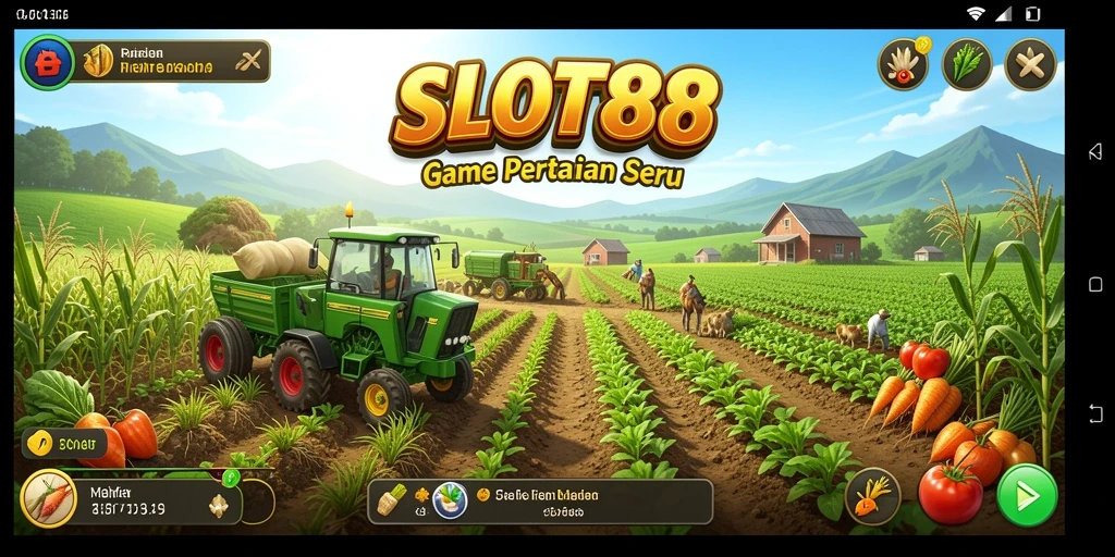Screenshot utama SLOT88 menampilkan lahan pertanian yang rimbun dan interaktif.